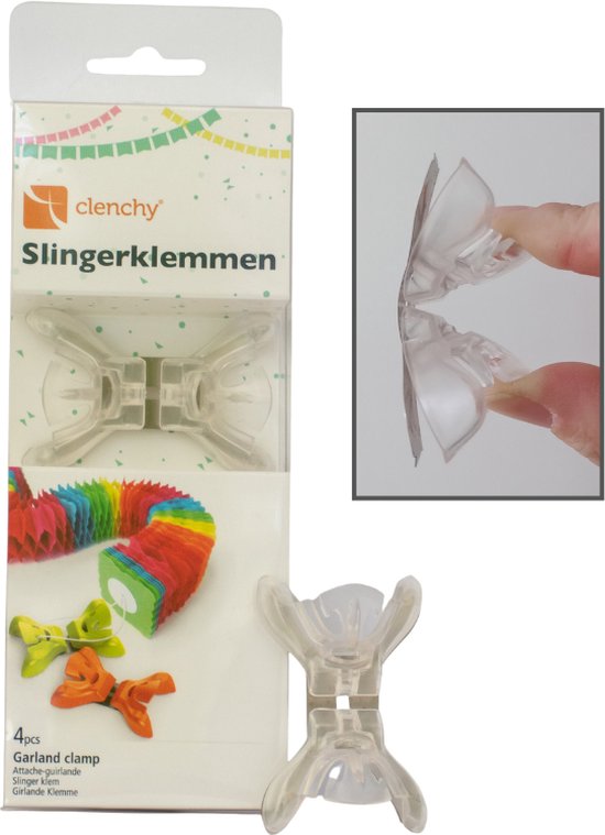 Slingerklemmen transparant (4 stuks), om makkelijk je slingers op te hangen  | bol.com