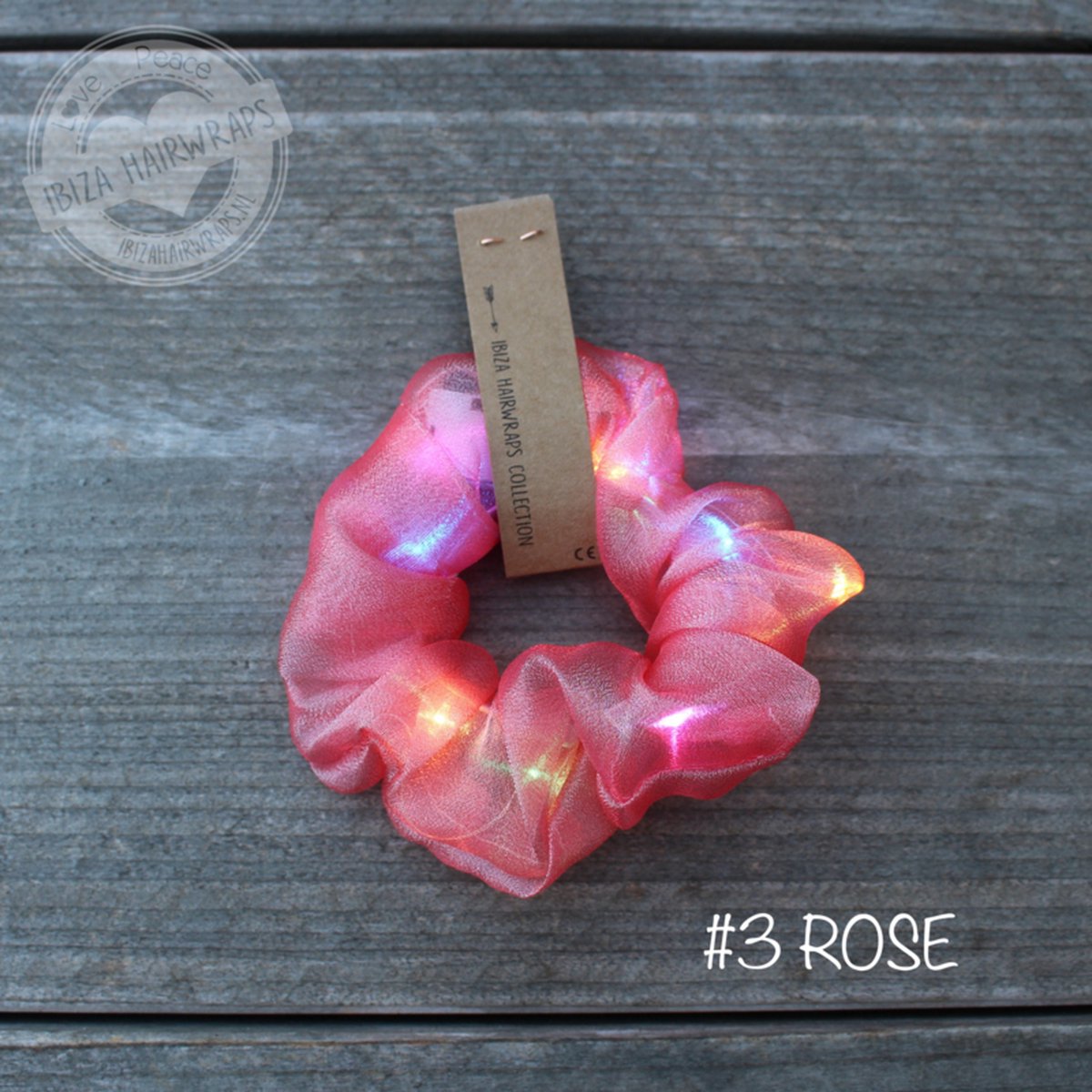 Organza scrunchies met LED lichtjes Zalm Rose| Schrunchie Led - Licht gevend Scrunchies - Organza Scrunchie