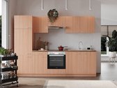 Keukenblok 270  cm - complete keuken met apparatuur   Beuken - Moderne keuken - Gerda - keramische kookplaat    - afzuigkap - oven    - spoelbak