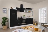 Goedkope keuken 270  cm - complete keuken met apparatuur Amanda  - Wit/Zwart - soft close - keramische kookplaat    - afzuigkap      - spoelbak