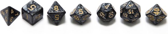 Thumbnail van een extra afbeelding van het spel Dungeons & Dragons dobbelstenen set - Zwart - 7 stuks