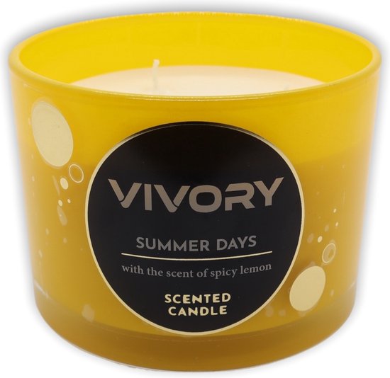 Vivory Geurkaars 3 pits glas geel - Summer Days - verveine/citroen