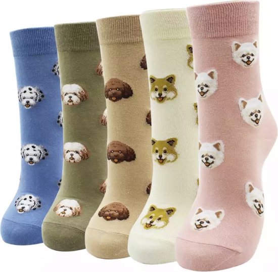 Set sokken - sokkenset van 5 paar - Unisex Sokken - Herensokken - Damessokken - Hondensokken - Hond - Multipack - Maat 35-40