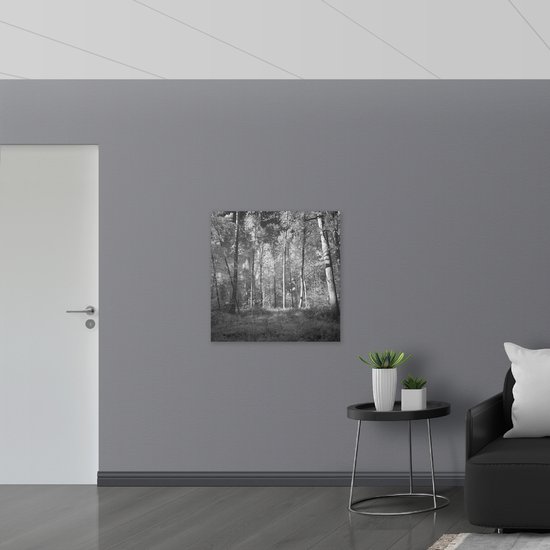 WallClassics - Poster Glossy – Forêt Zwart / Wit - 80x80 cm Photo sur Papier Poster avec Finition Brillante
