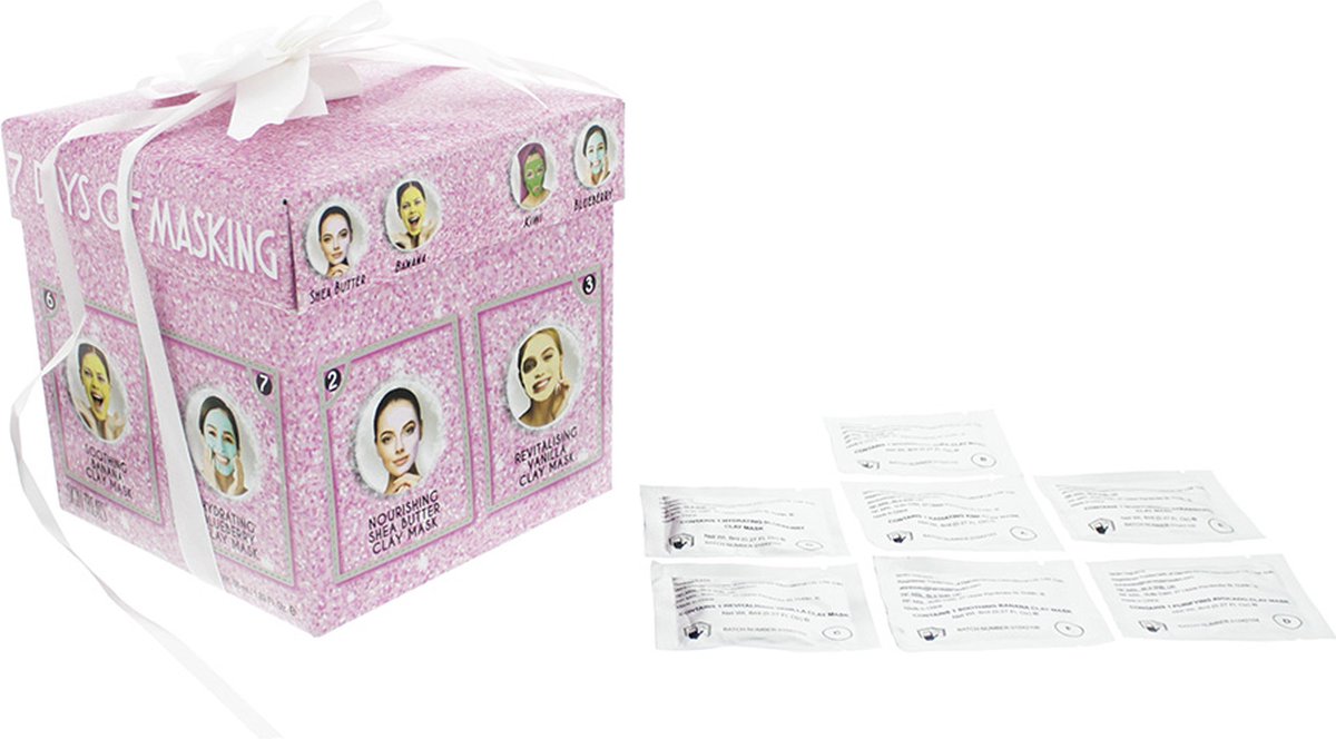 Skin Treats 7-window Clay Advent Calendar Box Pink Gift Set 7 X Clay Face Mask
