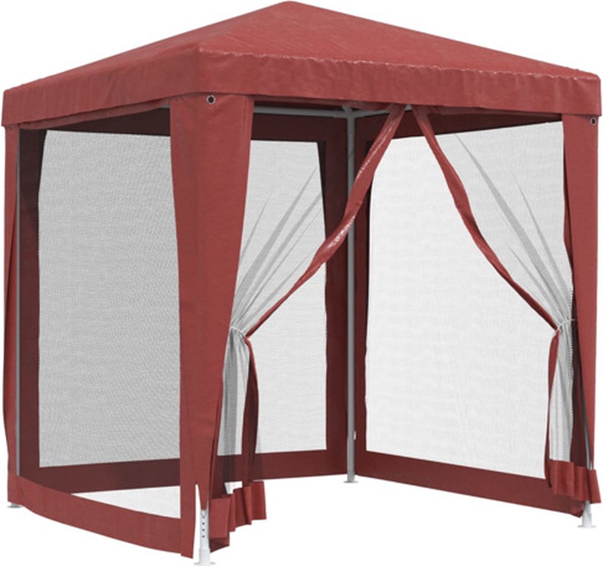 vidaXL Partytent met 4 mesh zijwanden 2x2 m HDPE rood