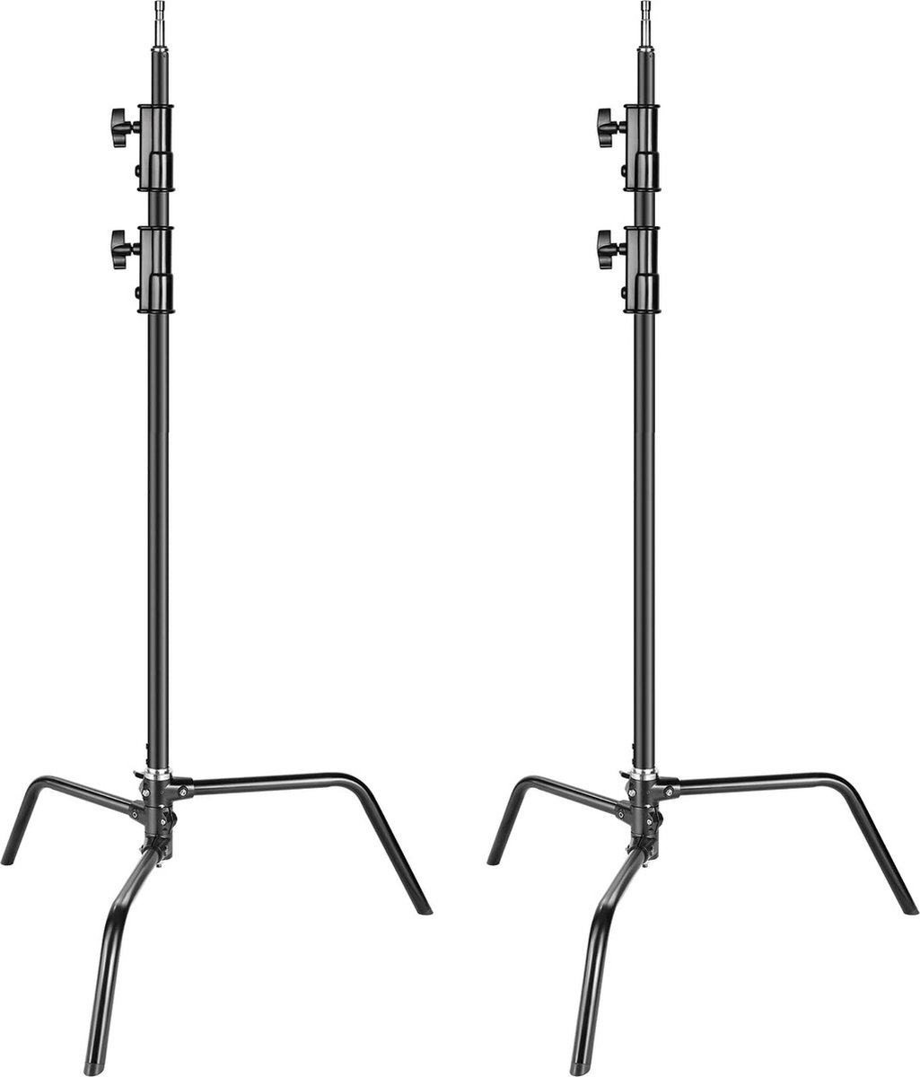 Neewer® - 2 Pack hoogwaardig Aluminium C Statief - Verstelbaar 5-10 voet / 1,6-3,2 m licht Statief voor Fotografiereflectoren - Softboxen Monolights - Schermen (zwart)