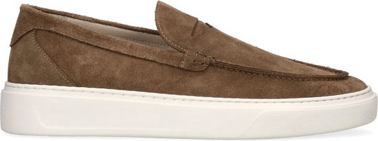 Manfield - Heren - Taupe suède loafers met sportieve zool - Maat 43 |  bol.com