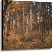 WallClassics - Canvas  - Bos in de Herfst - 100x100 cm Foto op Canvas Schilderij (Wanddecoratie op Canvas)