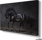 Tableau Toile De Luxe Horse Noir | 60 x 90 | Salle de séjour | Chambre à coucher | Bureau | Musique | Design | Art | Moderne | ** 4 CM D'ÉPAISSEUR ! EFFET 3D**