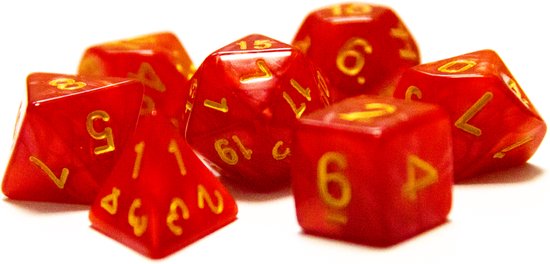 Thumbnail van een extra afbeelding van het spel Dungeons & Dragons dobbelstenen set - Rood - 7 stuks