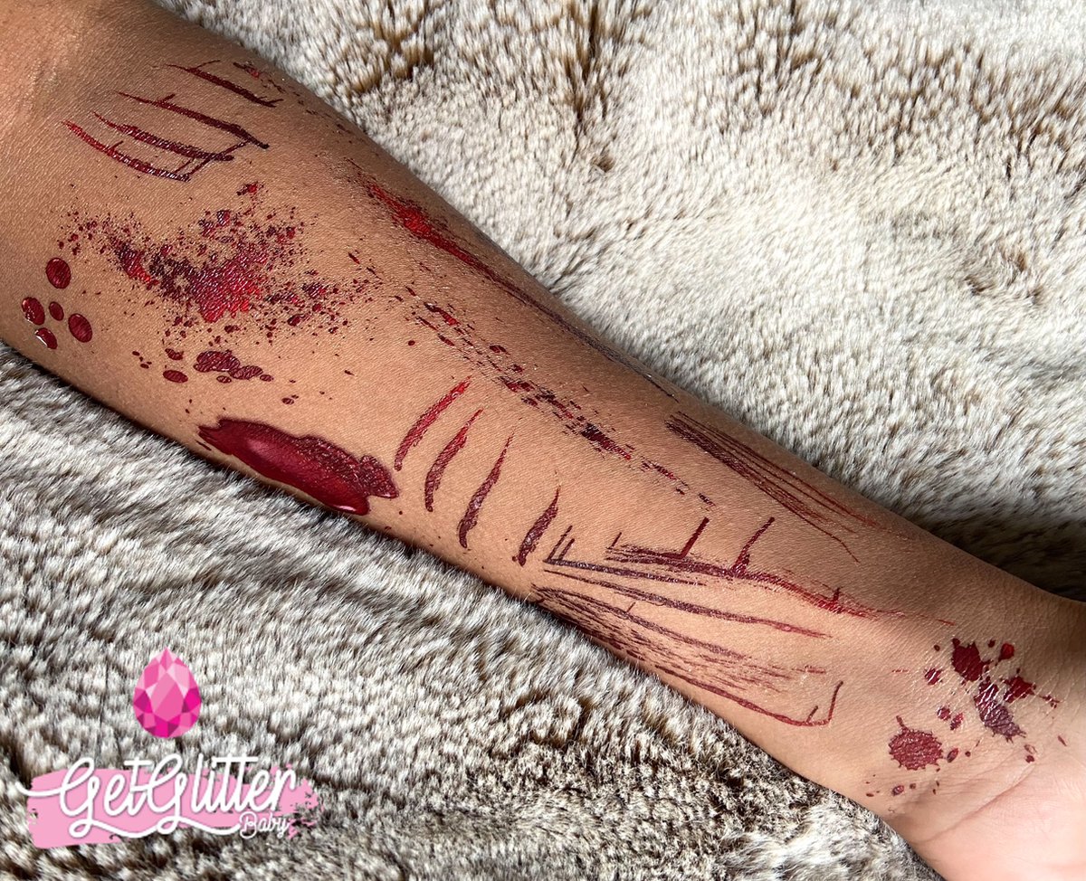 GetGlitterBaby® - Bloed Tattoo Halloween Decoratie Versiering / Carnaval Schmink Make Up Plak Tattoos / Tijdelijke Fake Tattoo Neppe Snee Snijwond / Nep Tatoeage - Krassen / Kunst Wond / Wonden — afbeelding 5