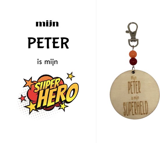 Foto: Sleutelhanger en kaartje liefste peter superheld peter jij bent de liefste liefste peter coolste peter peter vragen peter worden cadeau