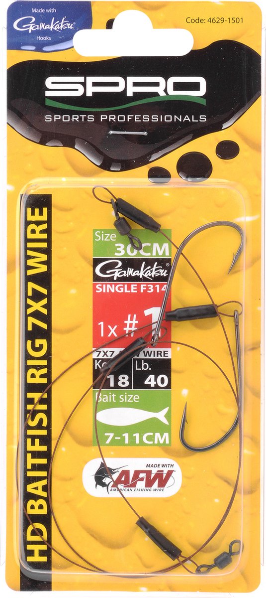 Spro Heavy Duty Baitfish Rig 7 x 7 - 30 cm - enkele haak - haakmaat 4 van Spro — afbeelding 2