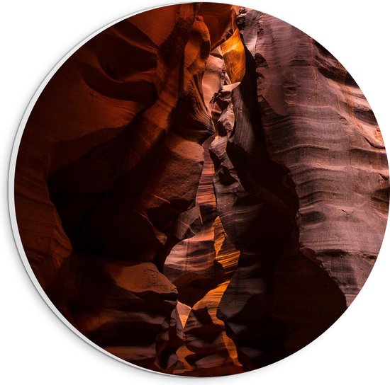 WallClassics - PVC Schuimplaat Muurcirkel - Antelope Canyon - Arizona - 20x20 cm Foto op Muurcirkel (met ophangsysteem)