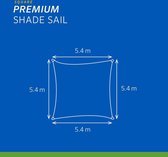 Compleet pakket: Coolaroo schaduwdoek vierkant 5,4x5,4m Grijs met bevestigingsset en buitendoekreiniger | 340gr/m2