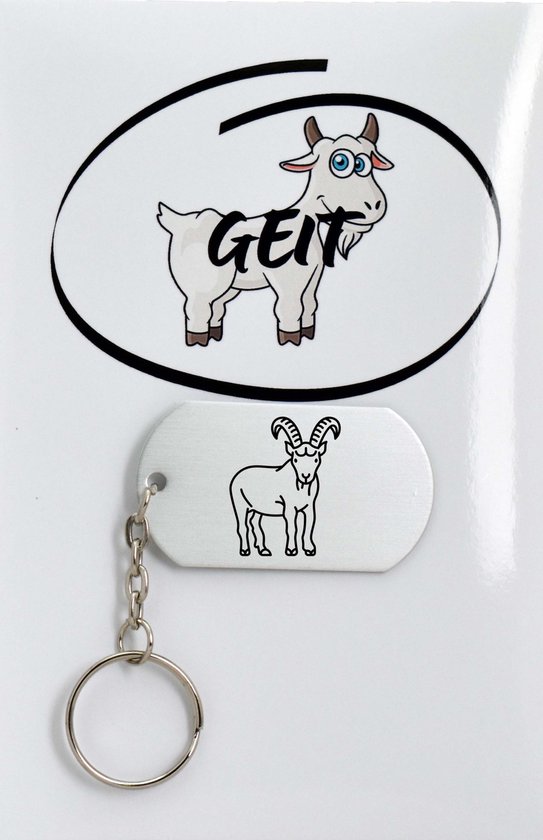 Geit sleutelhanger inclusief kaart – Geit liefhebber cadeau - animals - Leuk kado voor je dieren liefhebber om te geven - 2.9 x 5.4CM