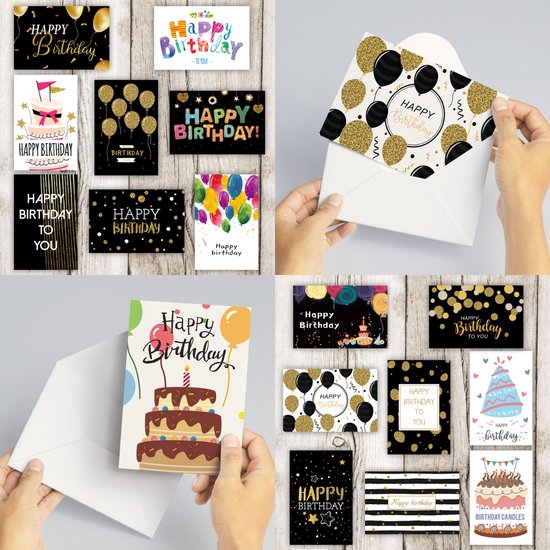 Cartes d'anniversaire avec enveloppe - Cartes de vœux anniversaire -  Happy