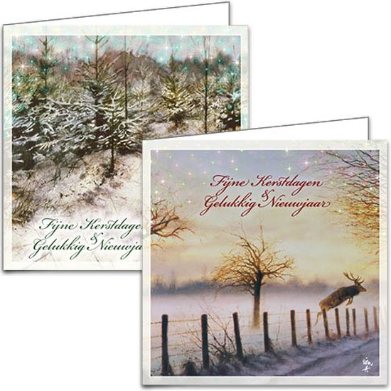 Rien Poortvliet Natuur kerstkaarten mapje met 4x5 stuks set 1