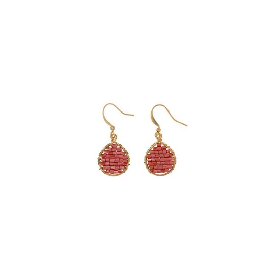 HINTH, Boucles d' Boucles d'oreilles Lek Indian Beads Coral, Boucles d'oreilles d'oreilles faites à la main avec des perles de couleur corail