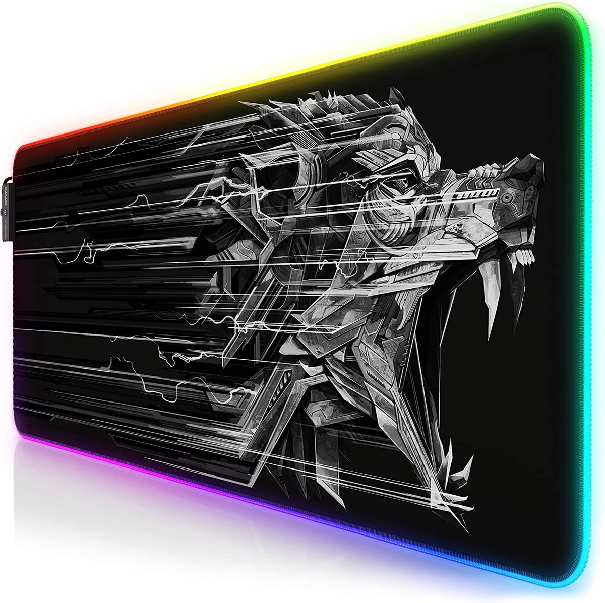 Titanwolf - RGB gaming muismat - LED bureauonderlegger - 800x300 mm - XXL muismat - LED multicolor - 11 verlichtingsmodi - 7 LED kleuren plus 4 effectmodi - wasbaar
