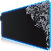 CSL-Computer Titanwolf - RGB gaming muismat - LED bureauonderlegger - 800x300 mm - XXL muismat - LED Multi Color - 11 verlichtingsmodi - 7 LED kleuren plus 4 effectmodi - afwasbaar