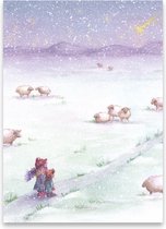 Kerstkaarten | Set van 6 dezelfde kaarten | Schapen in de sneeuw | Illu-Straver