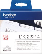 Doorlopende Thermische Papierband Brother DK-22214 12 x 30,48 mm Wit Zwart Zwart/Wit