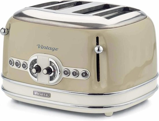 Ariete 0156/03 - Vintage broodrooster - 4 sleuven - 1630W - 6 standen - Beige