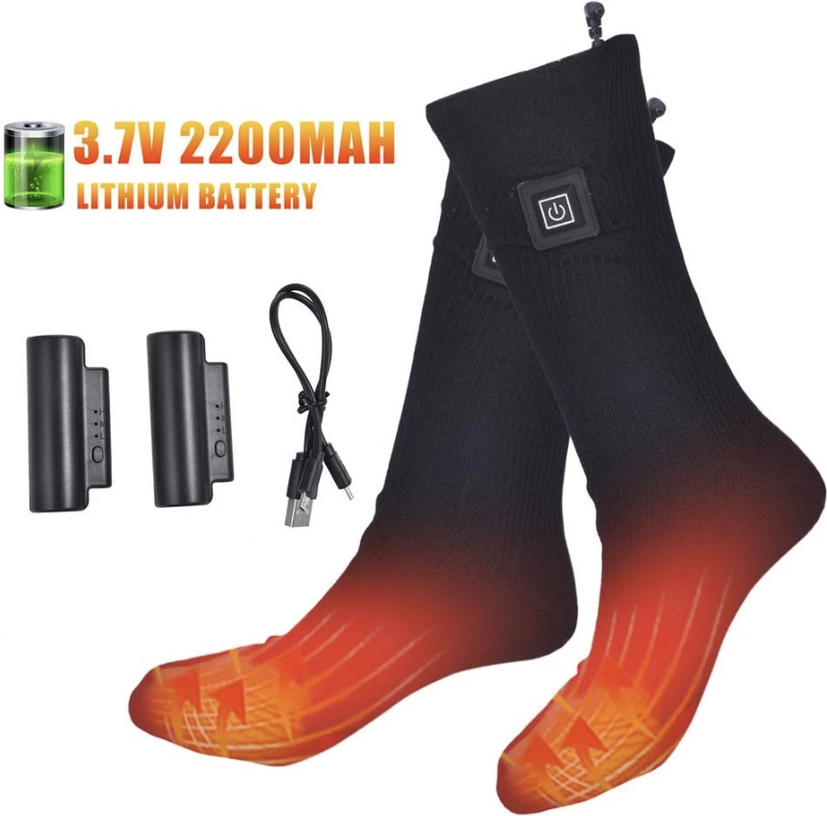 Elektrische verwarmde sokken met oplaadbare batterij- maat 38-42