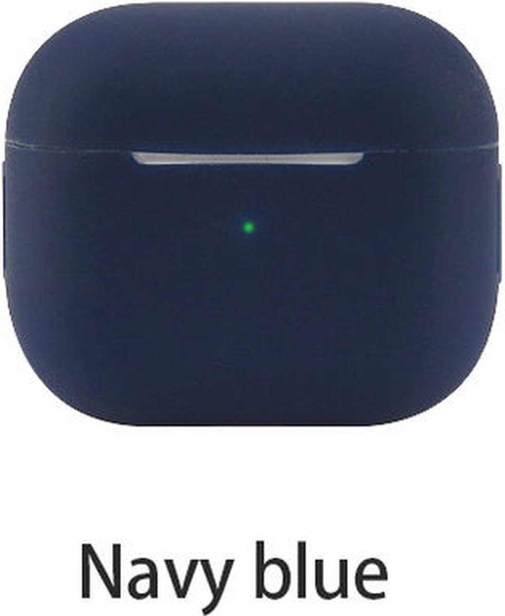 Hoesje in het navy blauw geschikt voor Apple AirPods 3 - TCH - Beschermhoes - Siliconen - Case - Soft case - Donk Blauw