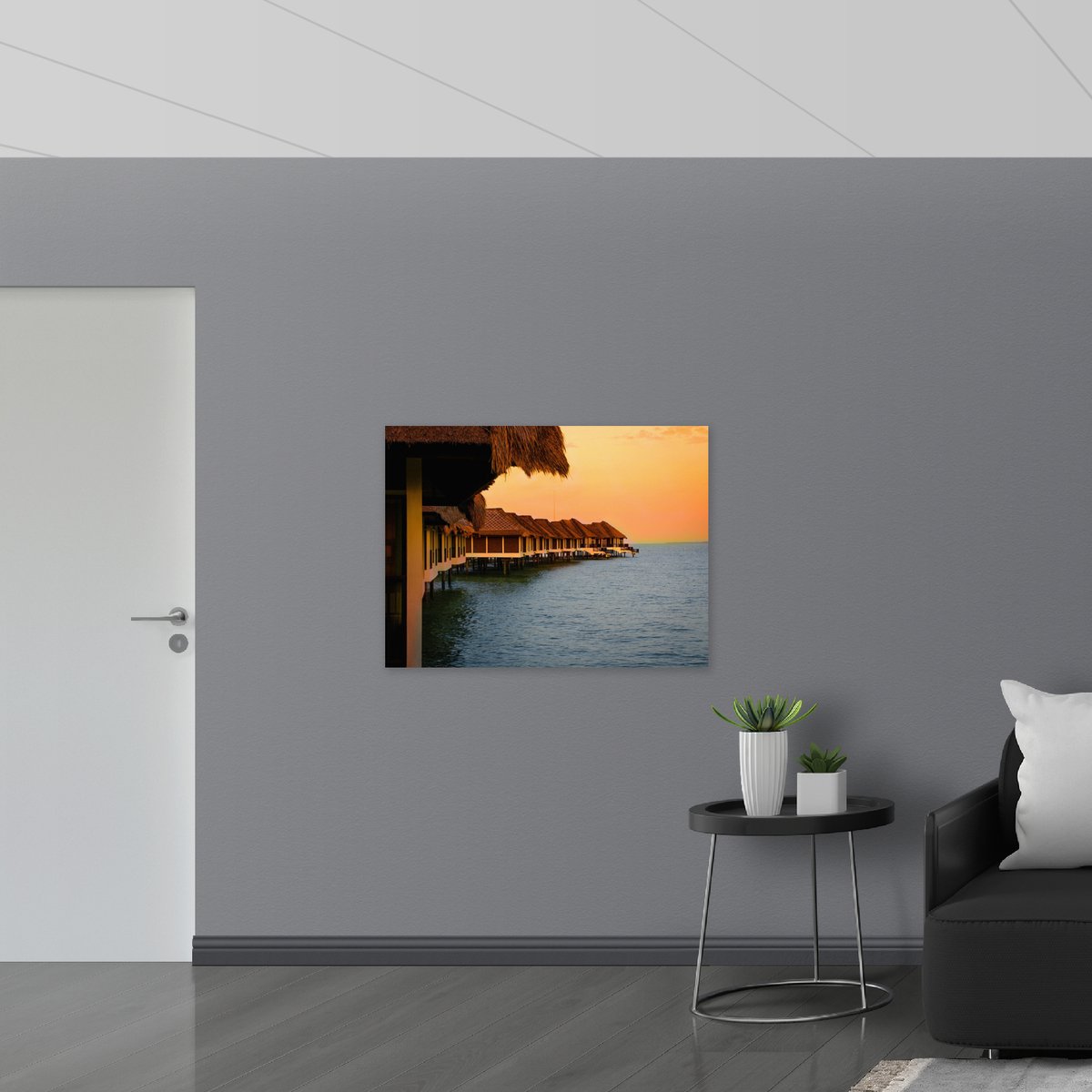 Poster Glanzend – Huisjes op Palen in de Zee - 100x75 cm Foto op Posterpapier met Glanzend