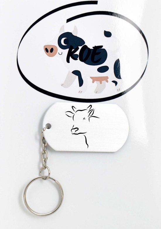 Koe sleutelhanger inclusief kaart – Koeien liefhebber cadeau - animals - Leuk kado voor je dieren liefhebber om te geven - 2.9 x 5.4CM