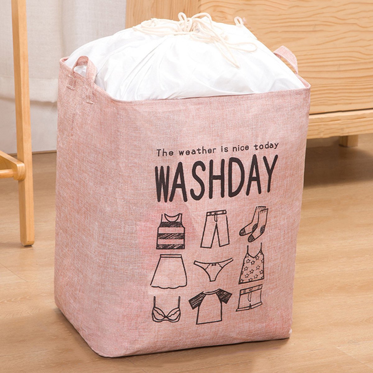 Wasmand extra groot - 2x - wit - kunststof - 51 liter - 67 x 47 x 27 cm - warenhuis