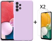 Samsung A13 4G Case silicone Lilac case Liquid TPU back cover - with Samsung Galaxy A13 Screen protector - 2 pièces