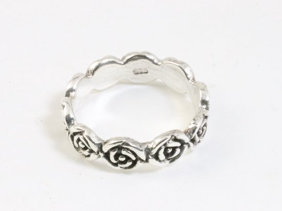 Bague en argent fin avec roses - taille 18,5