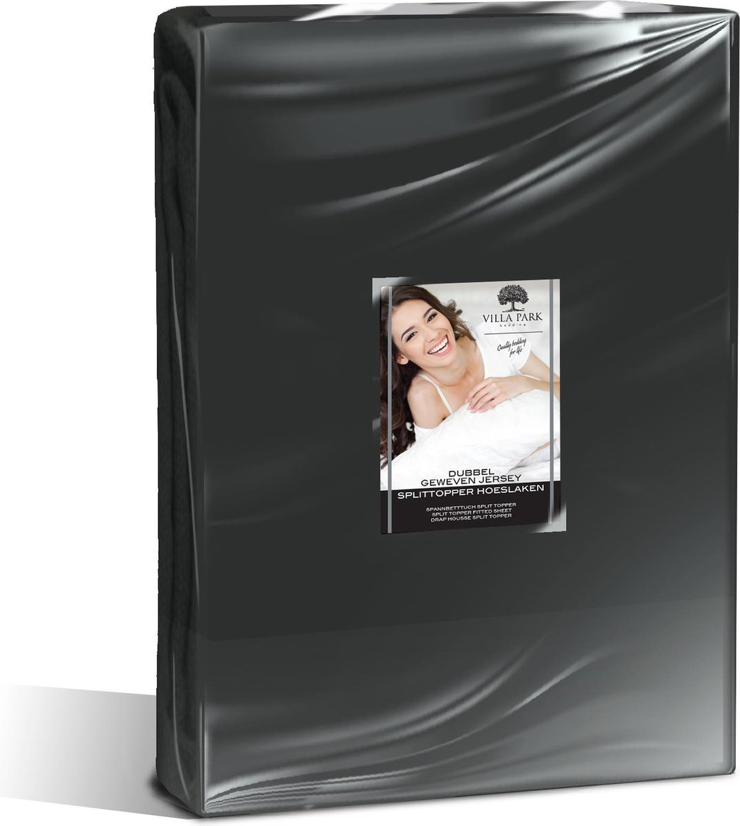HappyBed Hoeslaken Anthracite Hoeslaken - 100% katoen - 160x200/220 cm - Onderlaken - Verfijnd jerseykatoen - Ademend katoen - Perfecte pasvorm