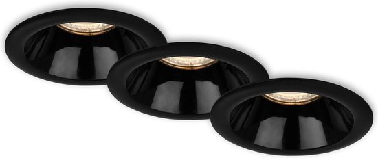 Briloner Leuchten - Set van 3 inbouwspots, inbouwlampen, inbouwstopcontact GU10, inbouwspot, zwart, 95x61 mm