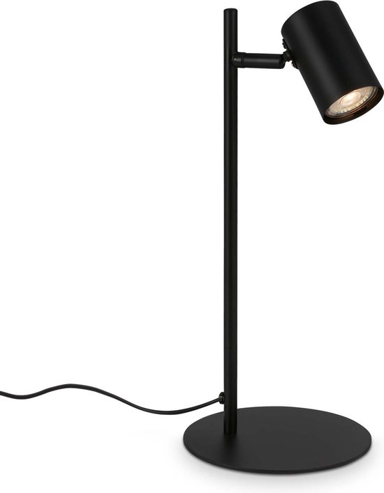 Briloner Leuchten - Lampe de table réglable, lampe de table pivotante, lampe de bureau, interrupteur à cordon, 1x douille GU10 max 9W, noir, 38.5 cm