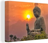 Boeddha canvas - Schilderijen woonkamer - Buddha beeld - Natuur - Meditatie - Spiritualiteit - Foto op canvas - Wanddecoratie - 80x60 cm