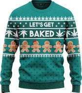 JAP Christmas Foute kersttrui (maat XL) - 100% Gerecycled - Kriebelt niet - Kerstcadeau volwassenen - Kersttrui dames en heren - Let's get baked - Groen