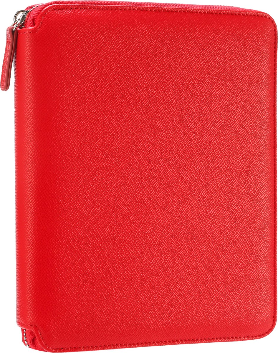 Victoria's Journals Panama Smyth Zipper Folder - Schrijfmap A5 - Luxe Vegan Leer Schrijfmap A5 met rits en Premium A5 Vegan Leer Notitieboek - Dotted - Rood