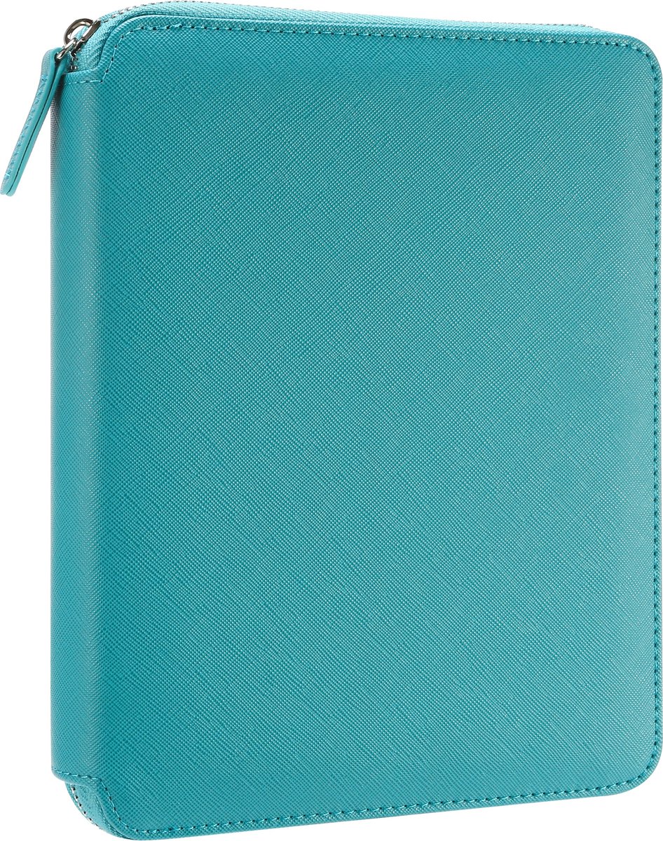 Victoria's Journals Sofia Smyth Zipper Folder - Schrijfmap A5 - Luxe Vegan Leer Schrijfmap A5 met rits en Premium A5 Vegan Leer Notitieboek - Dotted - Turkoois