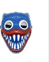 Masque Huggy Wuggy - Masque facial - Masque de déguisement - Halloween - Carnaval - 17 x 23 cm - Taille unique - Réglable - PVC - bleu