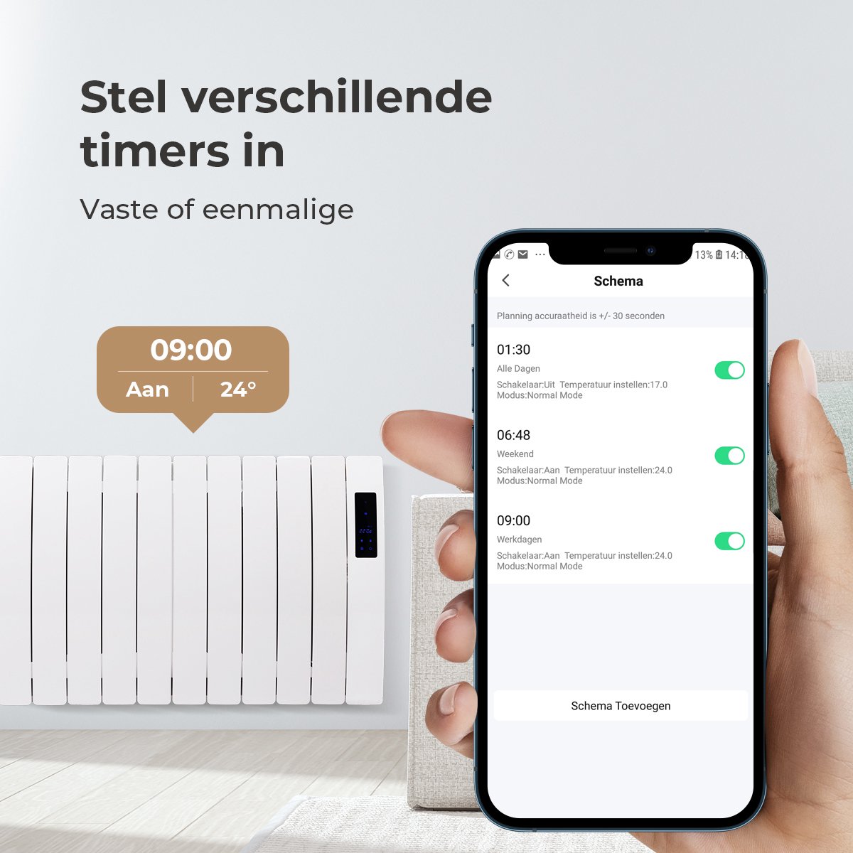 SYLRO® OLIEGEVULDE RADIATOR-2300W ELEKTRISCH MET WIFI - WIT – foto 2