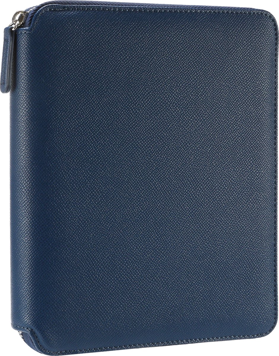 Victoria's Journals Panama Smyth Zipper Folder - Schrijfmap A5 - Luxe Vegan Leer Schrijfmap A5 met rits en Premium A5 Vegan Leer Notitieboek - Gelijnd - Donkerblauw