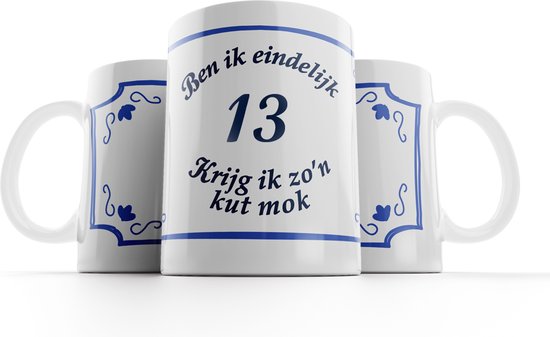 tasse de chatte 13 ans |Ben enfin 13 ans, je reçois une telle tasse de chatte| tasse d'anniversaire |Mug cadeau| Mug drôle  | carreau de chatte 13 ans