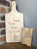 Creaties van Hier - serveerplankje - toast met schort moon - 35 cm - hout
