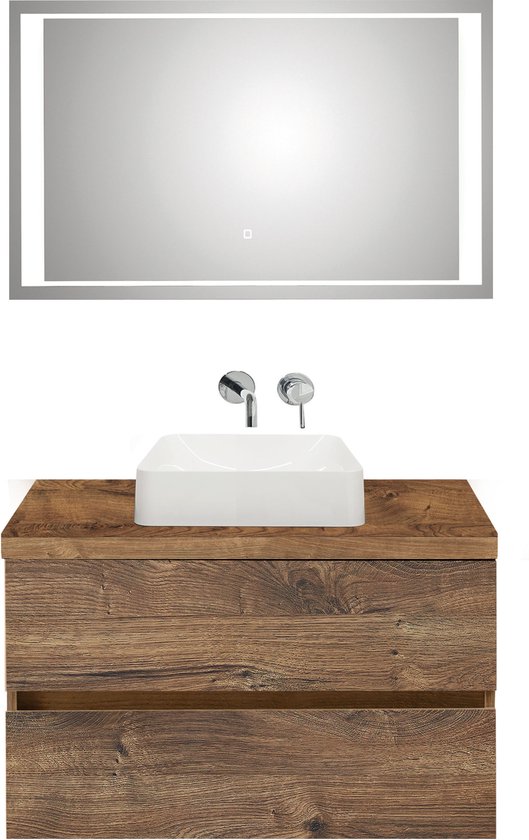 thumbnail: Belinda Marrone Matt Beige Opbouwwastafel - Natuursteen Look Voor Stijlvolle Badkamers