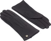 Leren Handschoenen Dames - Touchscreen Dames Handschoenen Zwart - model Yara - Authentieke leernerf - Warm gevoerde Leren Handschoenen - 100% Echt geitenleder - maat M